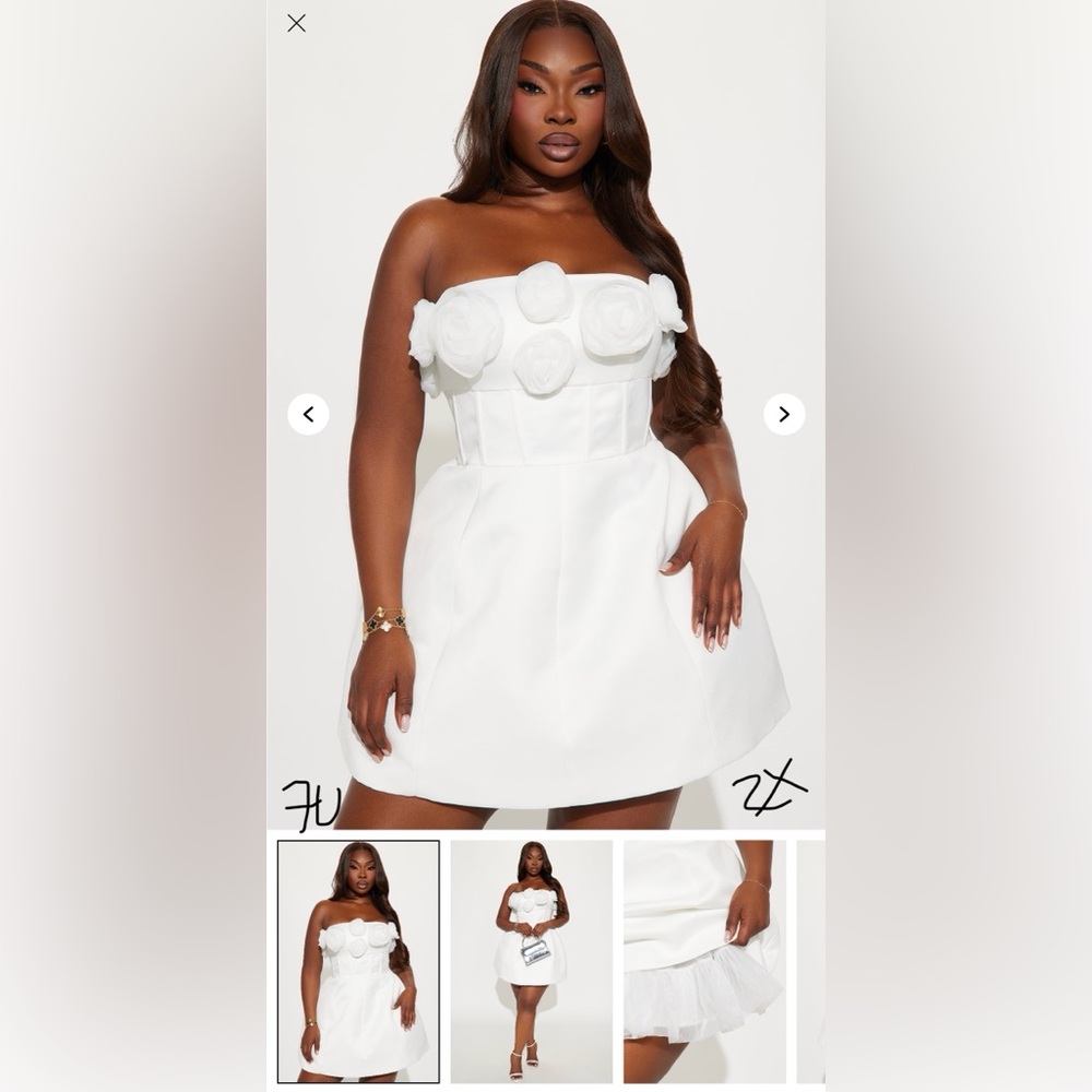 White floral dress with tulle underskirt